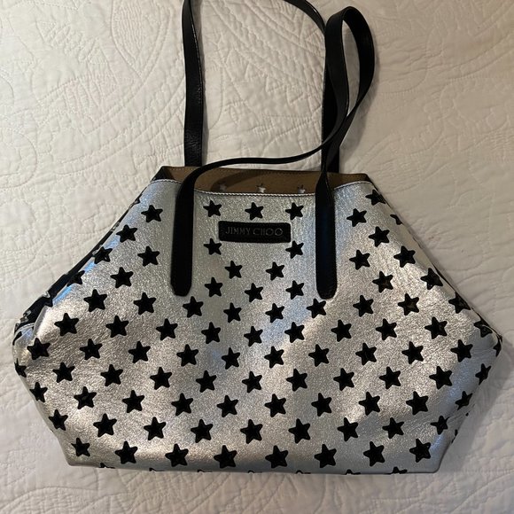 ** JIMMY CHOO Pimlico Star Punching Shoulder Open Tote Bag ** - Picture 9 of 16